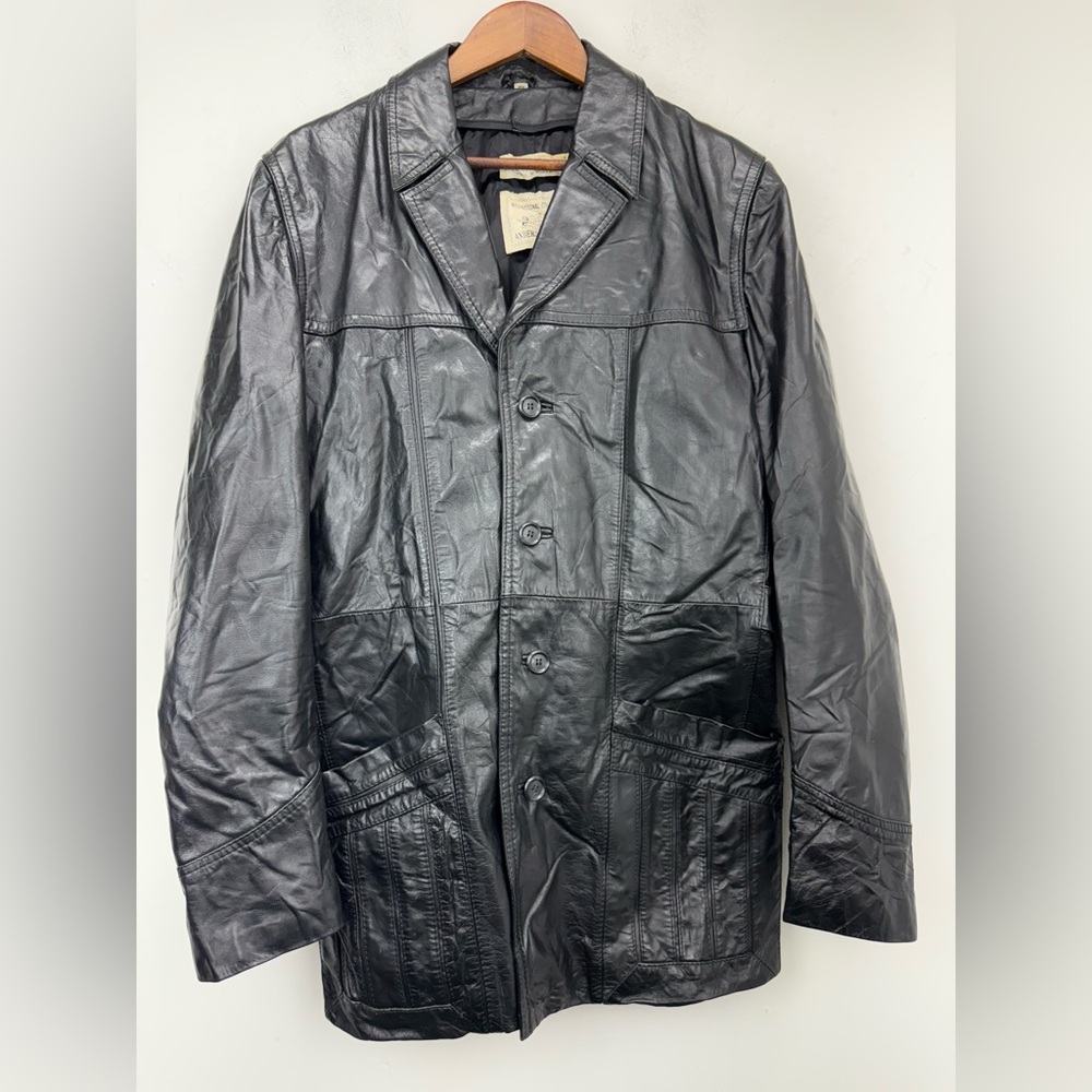 Vintage Anderson-Little size 42L Men’s Black Leather Button Up Jacket